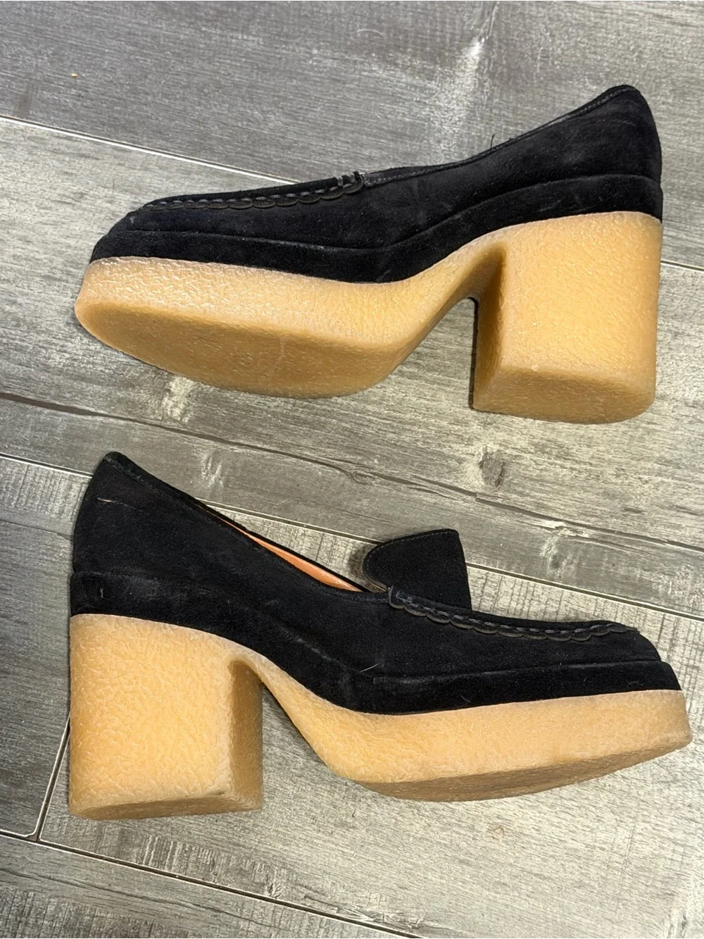 Marc Fisher Lina Slip-On Platform Loafer Heel Pumps Suede Chunky 8.5 NWOB